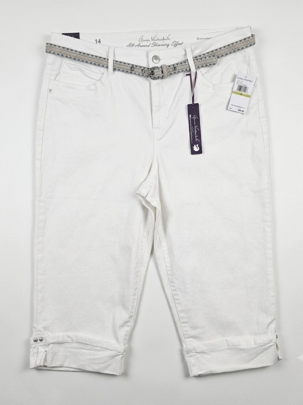 Gloria Vanderbilt White Skimmer Capri Jeans Women's 14 NWT#88
